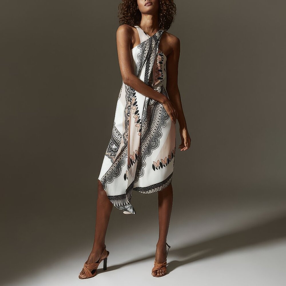 LIKE NEW Reiss Hope Scarf-Print Wrap Dress
